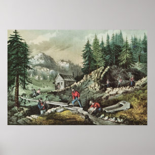 Goldmining in California, 1871 Poster