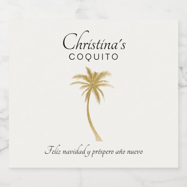 Goldtone Palm Tree Coquito Sticker (Single Label)