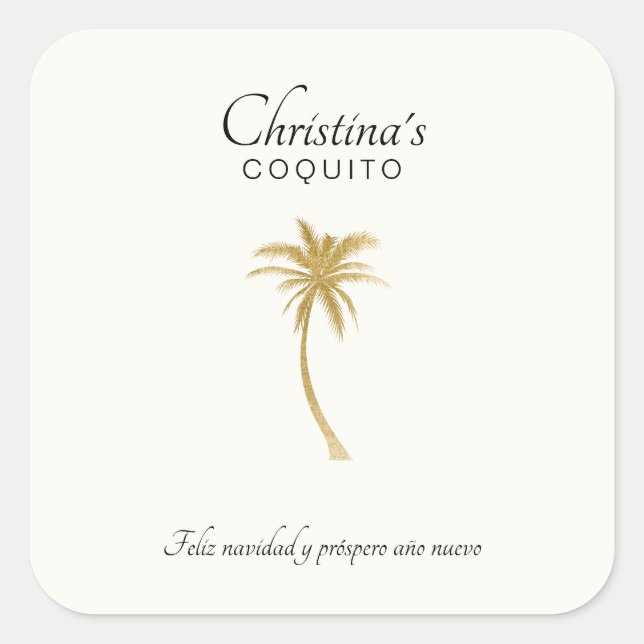 Goldtone Palm Tree Coquito Sticker (Front)