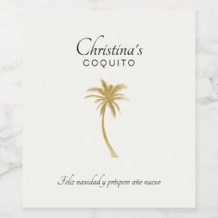 Goldtone Palm Tree Coquito Wine Label