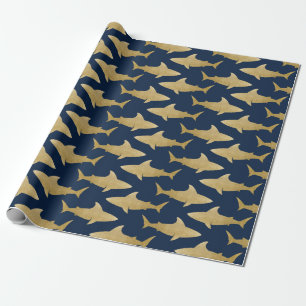 Goldtone Shark Wrapping Paper