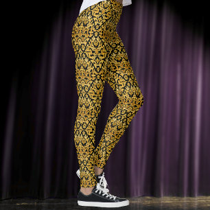 Goldwork Embroidery Thread - Gold on Black Ornate Leggings