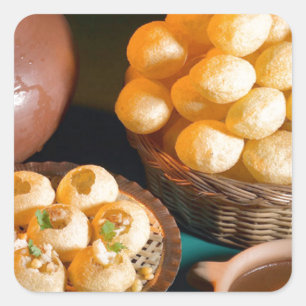 GOLE GAPPAY Panni Puri Indian Cuisine Snack Square Sticker