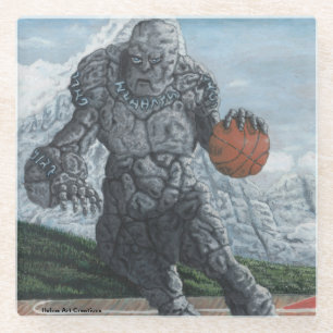 Golem Dribbling Basketball Fantasy Glass Coaster