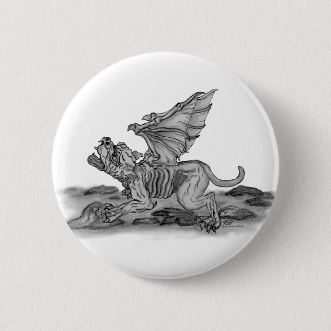 Golem Gargoyle 6 Cm Round Badge (Front)