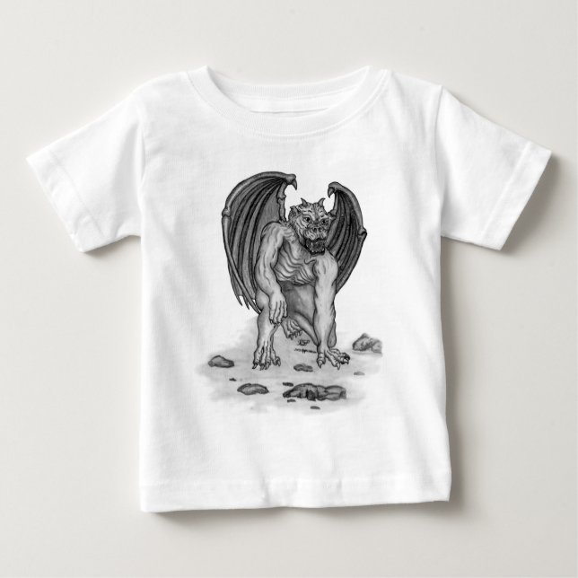 Golem Gargoyle black and white Design Baby T-Shirt (Front)