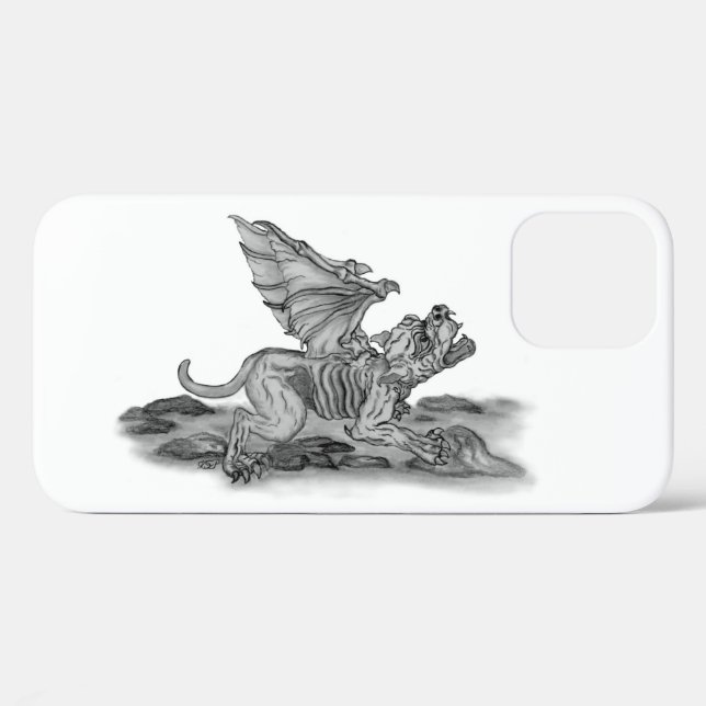 Golem Gargoyle black and white Design Case-Mate iPhone Case (Back (Horizontal))