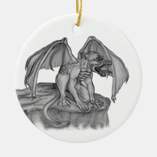 GOLEM - Gargoyle black-and-white Design Ceramic Ornament