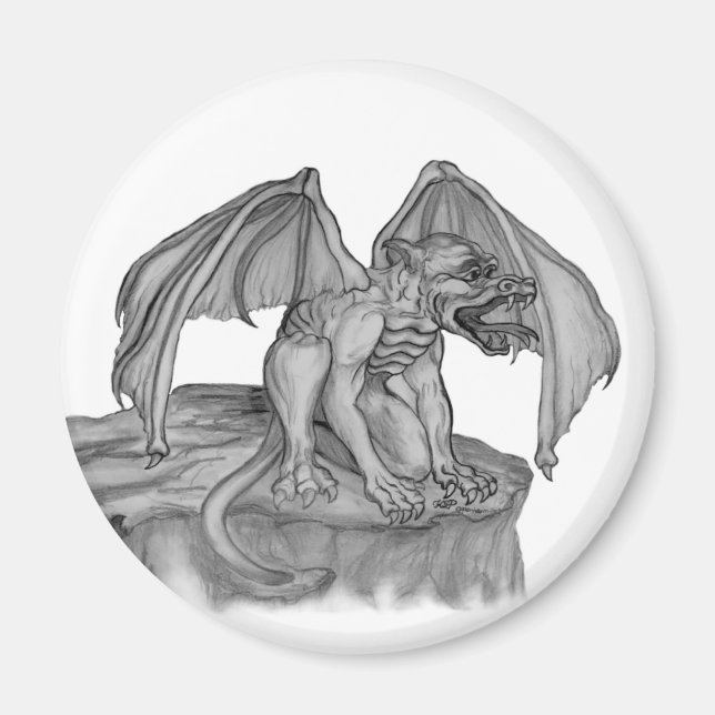 GOLEM - Gargoyle black-and-white Design Magnet (Front)