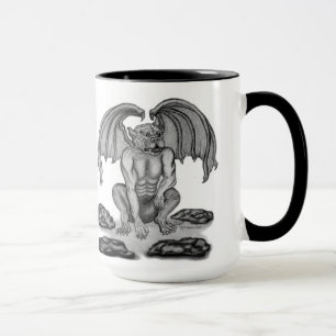 Golem Gargoyle black and white Design Mug