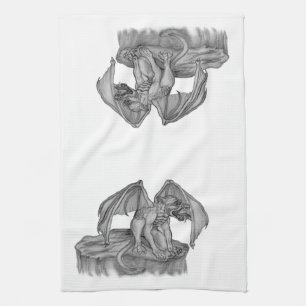 GOLEM - Gargoyle black-and-white Design Tea Towel