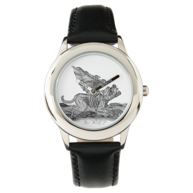 Golem Gargoyle, Black and white design Watch (Front)