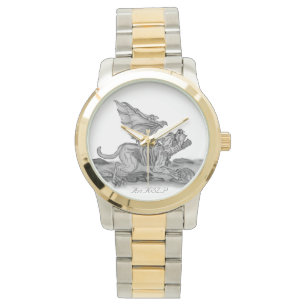 Golem Gargoyle, Black and white design Watch