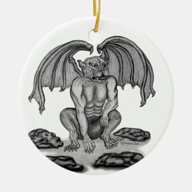 GOLEM Gargoyle Ceramic Ornament (Front)