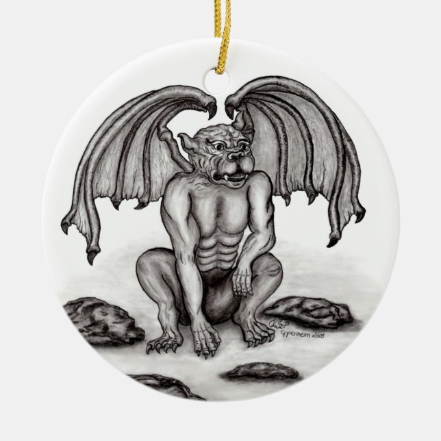 Golem Gargoyle Ceramic Ornament (Front)