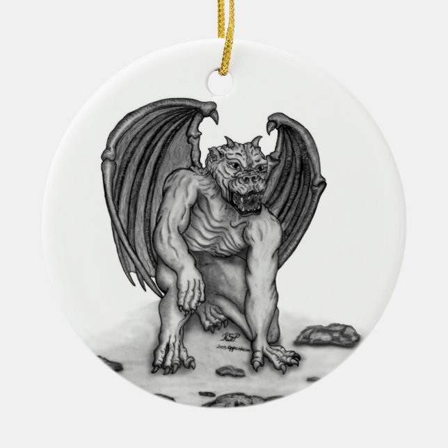 Golem Gargoyle Ceramic Ornament (Front)