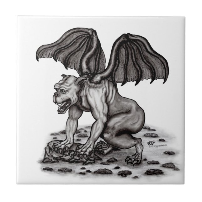 Golem Gargoyle Ceramic Tile (Front)