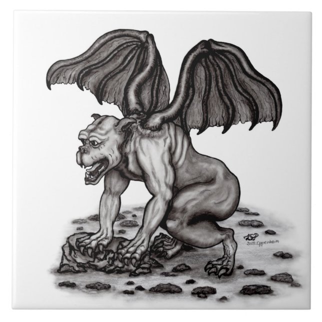 Golem Gargoyle Ceramic Tile (Front)