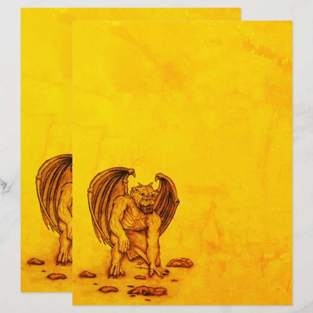 Golem Gargoyle Custom Letterhead (Front/Back)