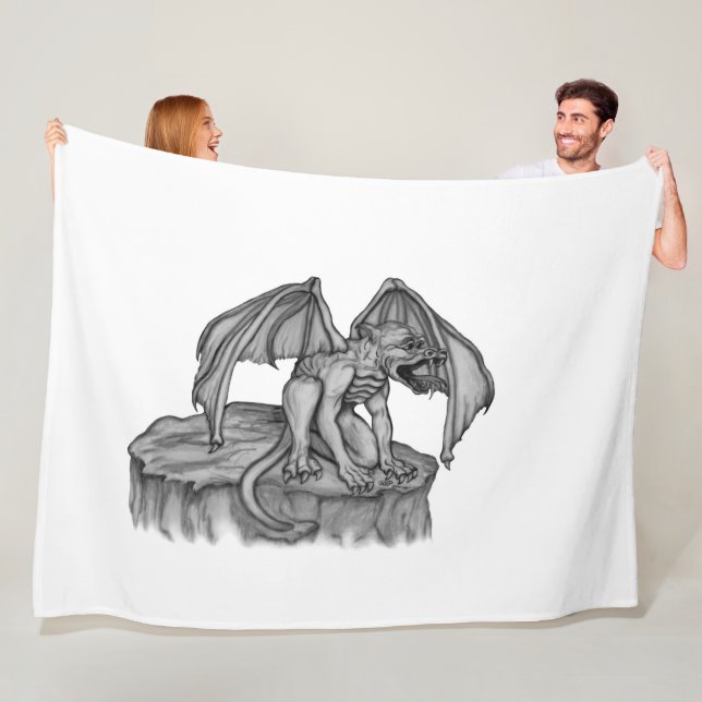 Golem Gargoyle Fleece Blanket (In Situ)
