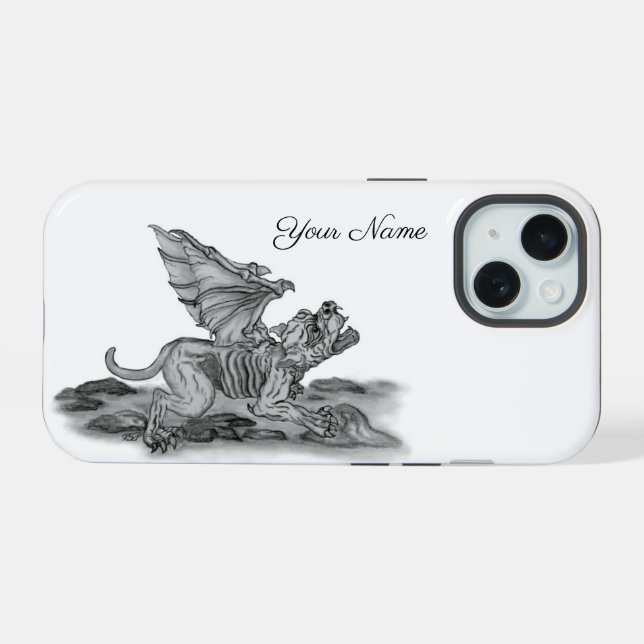 Golem Gargoyle iPhone 15 Case (Back Horizontal)