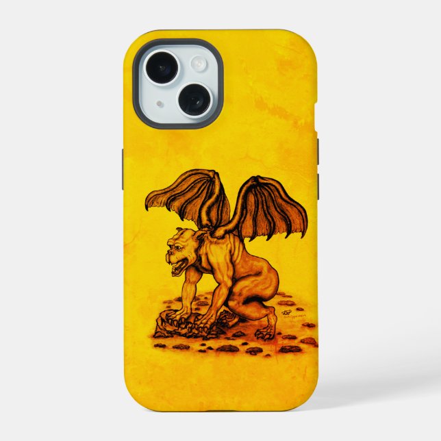 Golem Gargoyle iPhone 15 Case (Back)