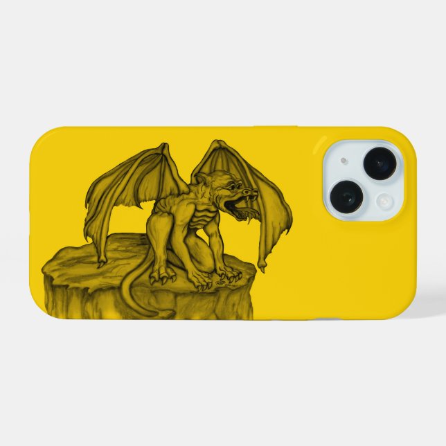 Golem Gargoyle iPhone 15 Case (Back Horizontal)
