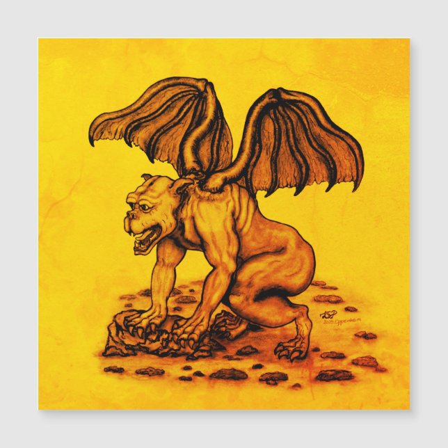 Golem Gargoyle magnetic card (Front)