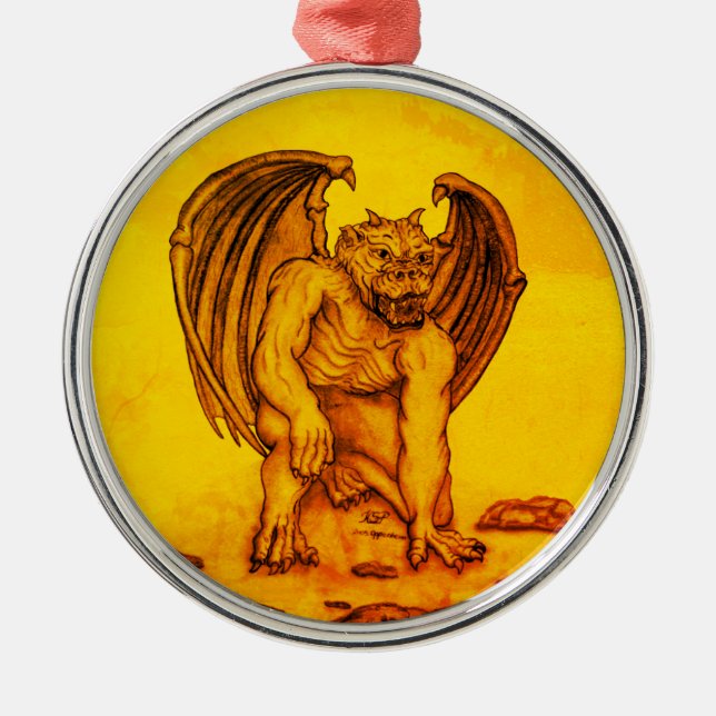 Golem Gargoyle Metal Ornament (Front)