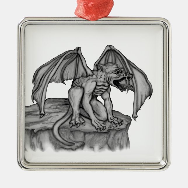 Golem Gargoyle Metal Ornament (Front)