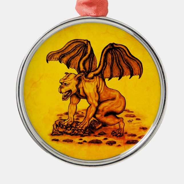 Golem Gargoyle Metal Ornament (Front)
