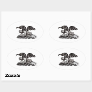 Golem Gargoyle Oval Sticker