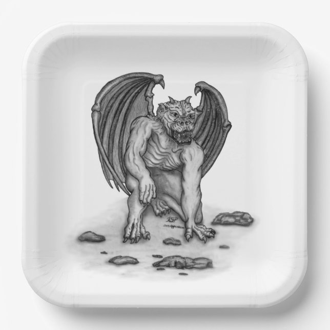 Golem Gargoyle Paper Plate (Front)