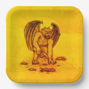 Golem Gargoyle Paper Plate