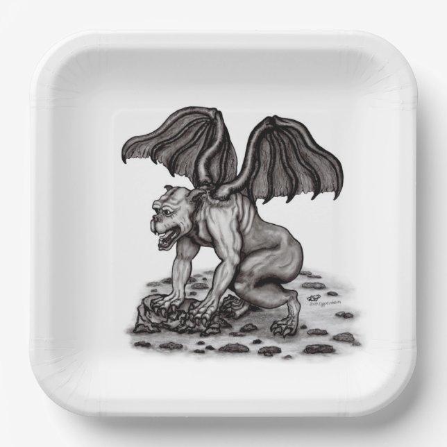 Golem Gargoyle Paper Plate (Front)