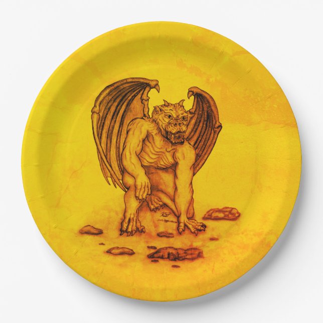 Golem Gargoyle Paper Plate (Front)