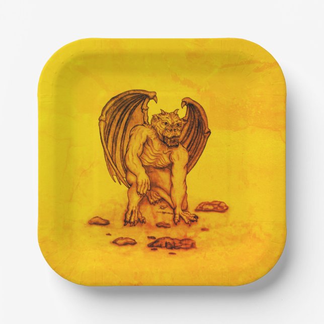Golem Gargoyle Paper Plate (Front)