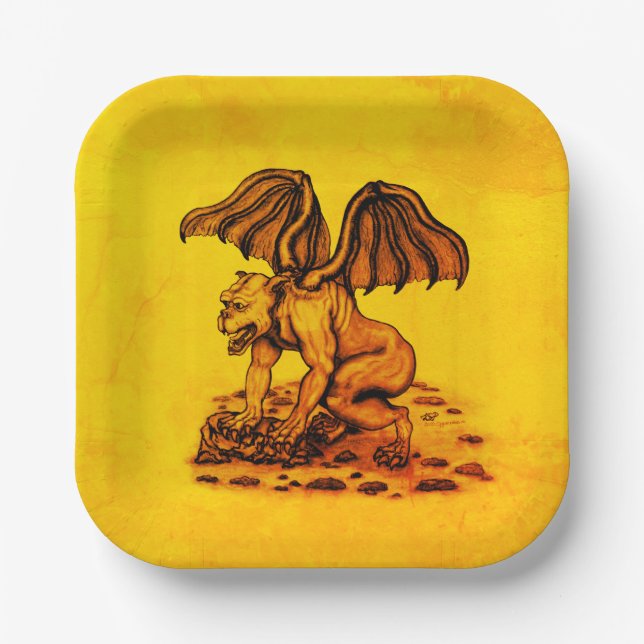 Golem Gargoyle Paper Plate (Front)