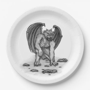 Golem Gargoyle Paper Plate