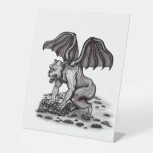 Golem Gargoyle Pedestal Sign