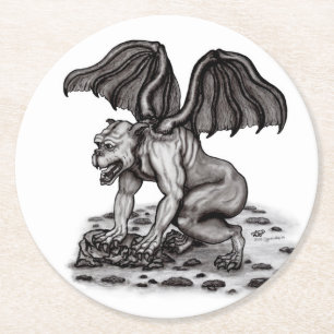 Golem Gargoyle Round Paper Coaster