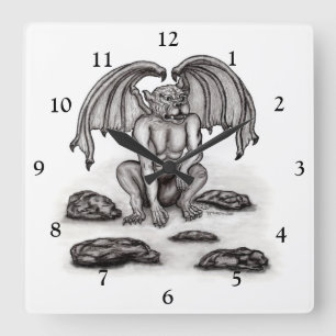 Golem Gargoyle Square Wall Clock