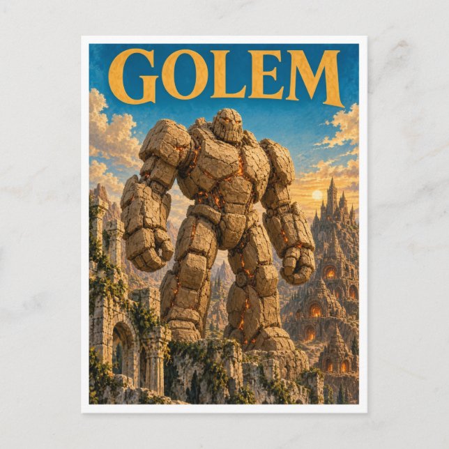 Golem, Gothic Fantasy Monster Postcard (Front)