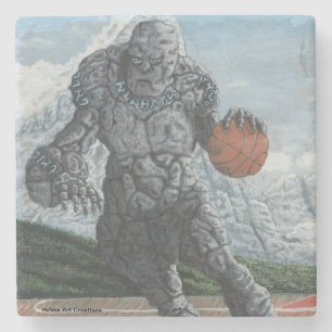 Golem Playing Basketball Fantasy Art Stone Coaster
