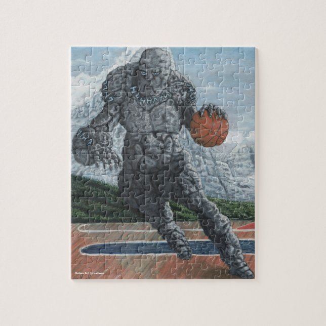 Golem Playing Basketball Small Fantasy Puzzle (Vertical)