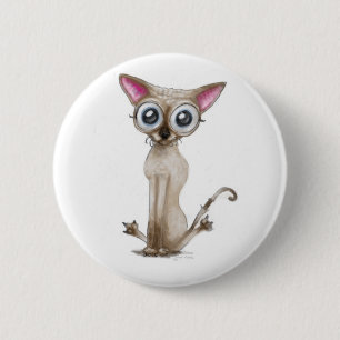 Golemn The Cat (Selkirk Rex) 6 Cm Round Badge