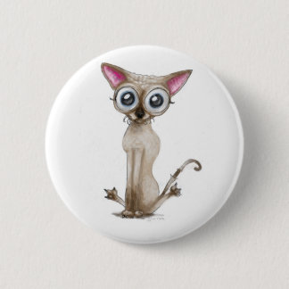Golemn The Cat (Selkirk Rex) 6 Cm Round Badge
