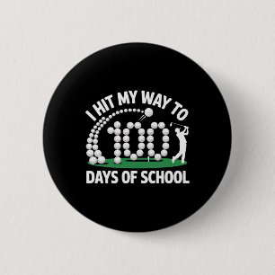 Golf 100 Days Of School Funny Teacher Student 100t 6 Cm Round Badge