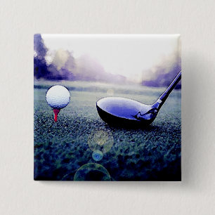 Golf 15 Cm Square Badge