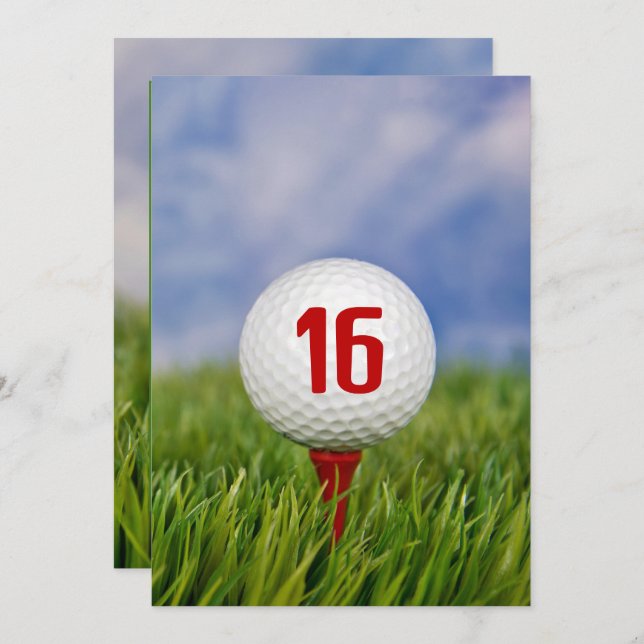 Golf 16th Birthday Party   Invitation (Front/Back)